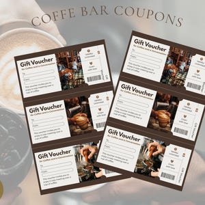 Coffeebar Coupons, drink Coffee with friends, coffee bar decor, barista voucher, coffee bar accessories, coffee bar gift, bar sign, digital image 1