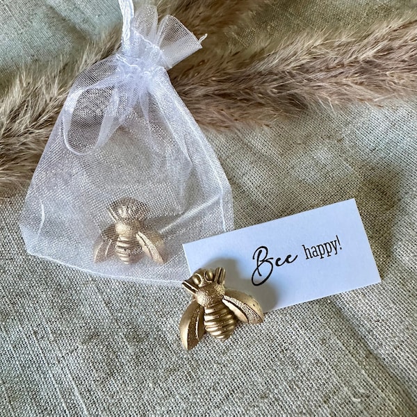 Gastgeschenk Biene Gips handmade: BEE happy (with us)!/ Beeing happy, dass Du da bist! JGA, Hochzeit, Taufe, Geburtstag, personalisierbar