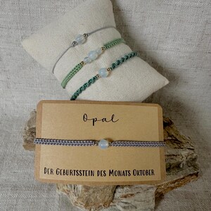 Geburtsstein-Armband "Oktober", personalisiert, Geschenk, Freundschaft, Freundin, Glück, gold/silber, Naturstein, Turmalin & Opal, handmade