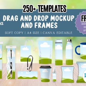 250+ Canva Editable Drag and Drop Mockup and Frames | Chip Bags, Party Favors, Tumbler, Party Favor Mockup, Party Templates | Editable