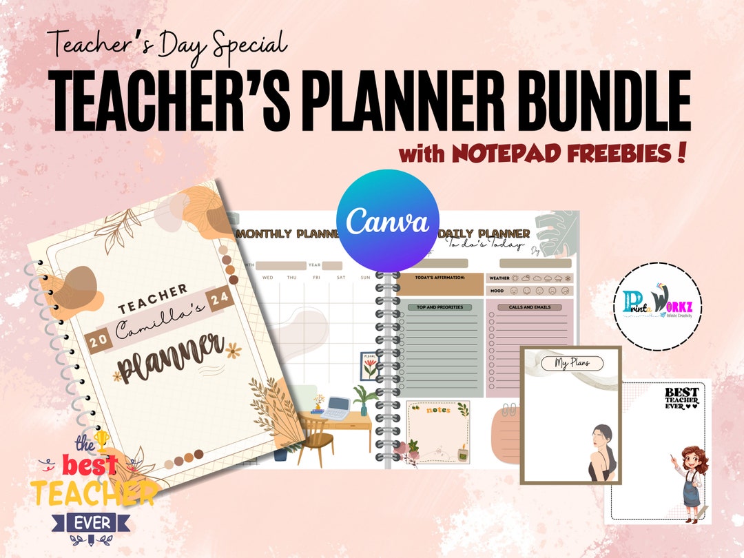 Editable Teacher Planner 2024, Lesson Plan Template (canva, Printable ...