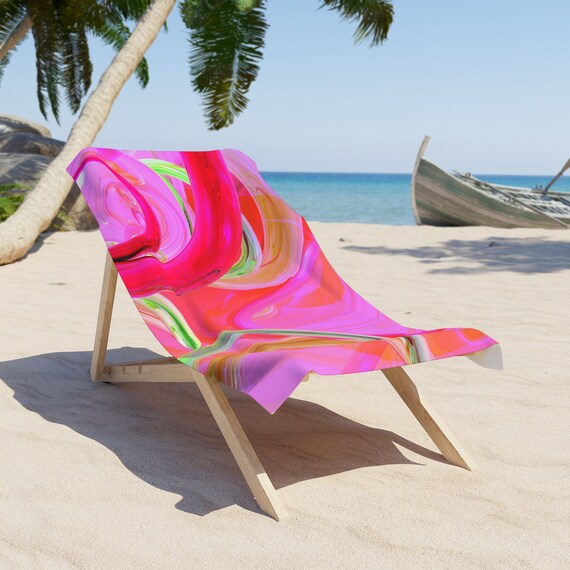 Hot Pink Design Beach Towel Medium and Large Size Quality Designed Wrap up Towel for Laying Around on Beach Holidays Etsy