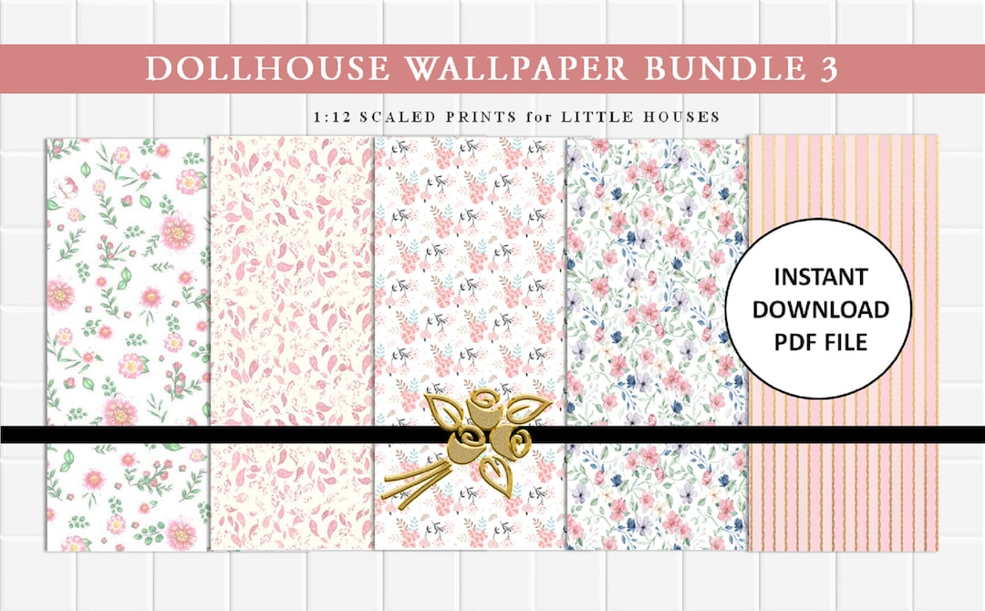 Printable Dollhouse Wallpapers for Small Model Homes Pink Floral ...