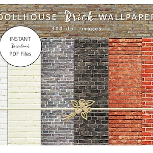 Puppenhaus Miniatur Backstein Tapeten für Modell Häuser, alte echte Ziegelwände und Böden | 1:12 Druckbare Papiere | Sofortiger digitaler Download