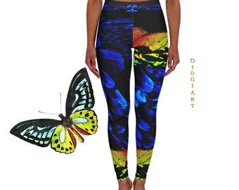 Feather and Wings Spandex Leggings | Fashion Activewear XS - 2XL |  Bird and Butterfly Glam Yoga, Pilates, Fitness Leggings for Women AOP