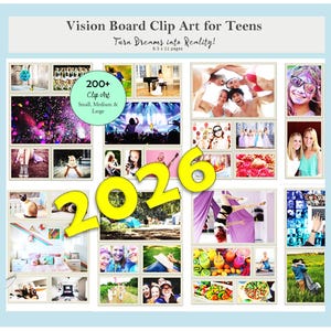 2026 Teen Girls Vision Board Printables, includes Affirmations | Instant Digital Download Clip Art Kits