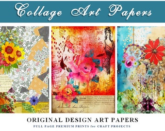 Junk Journal Papers | Vintage Mixed Media Collage Art Supplies for Scrapbooks, Decoupage & Craft Projects | Premium Colorful  Print 8.5 X 11