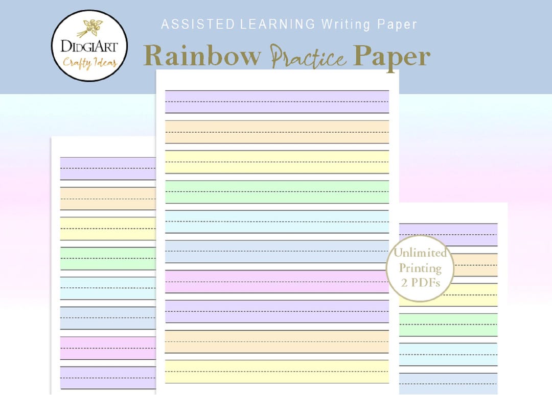 ADHD Handwriting Practice Rainbow Paper: Assisted Learning, 3/4 Inch ...