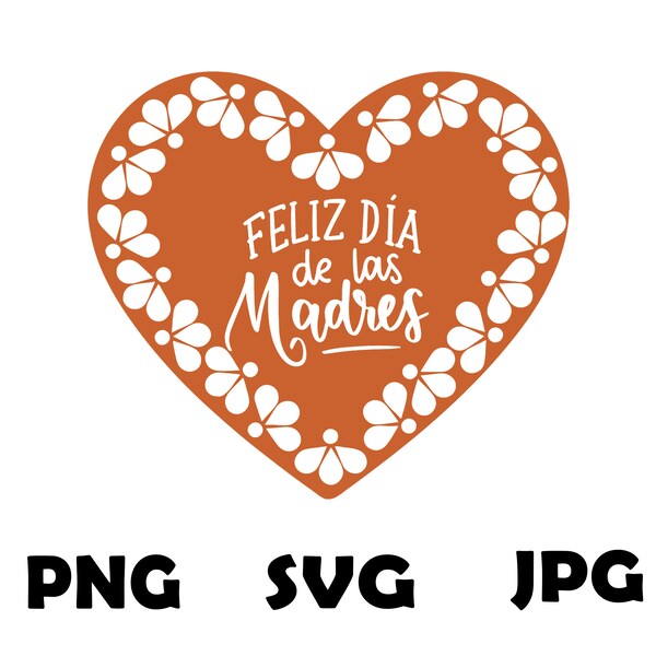 Feliz Dia de las Madres Heart of Clay SVG, PNG, JPG, Instant Download, Mexican, Barro, Mama, Latina svg, Pedals, Happy Mothers Day, Mom svg