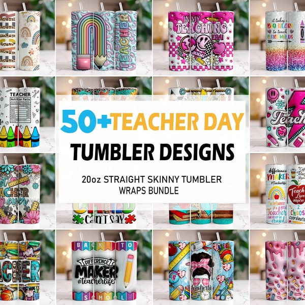 50+ Teacher Life Tumbler Wrap bundle Back To School Teacher Nutrition Facts 20oz, Messy Bun Teacher Inspire Affirmation Teachers On the Go