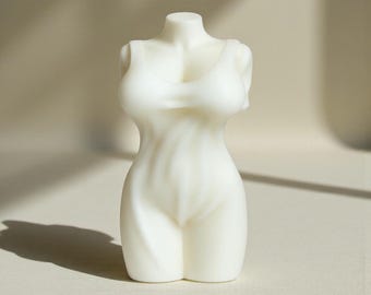 Female Body Candle – Minimalist Woman Torso Candle, Sculptural Decor Gift