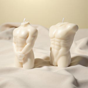 Male Torso Candle, Hand Poured Soy Wax Body Sculpture, Modern Home Decor Gift