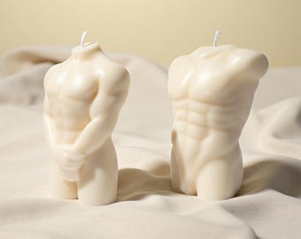 Male Torso Candle, Hand Poured Soy Wax Body Sculpture, Modern Home Decor Gift