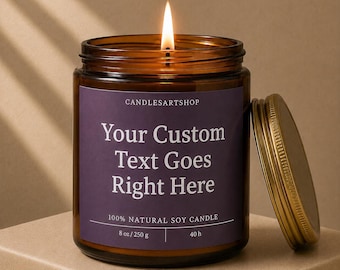 Personalized Soy Candle | Custom Text Gift, Handmade 8oz Jar