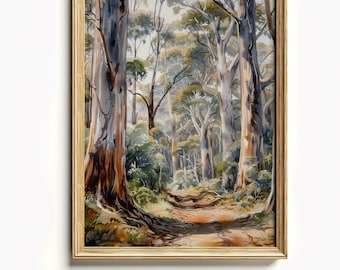 Australian Outback Painting Giant Oak Tree Print Landscape Rural Decor Printable Digital Download Forest Art Old Gum Tree House Gift
