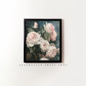 Vintage Floral Elegance: Still Life Painting with Pink Roses | Botanical Art Print | Vintage Decor| Printable Digital Download