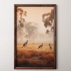 Australian Kangaroo Oil Painting | Australian Kangaroos Landscape Art | Digital Download | PRINTABLE | Outback Australia