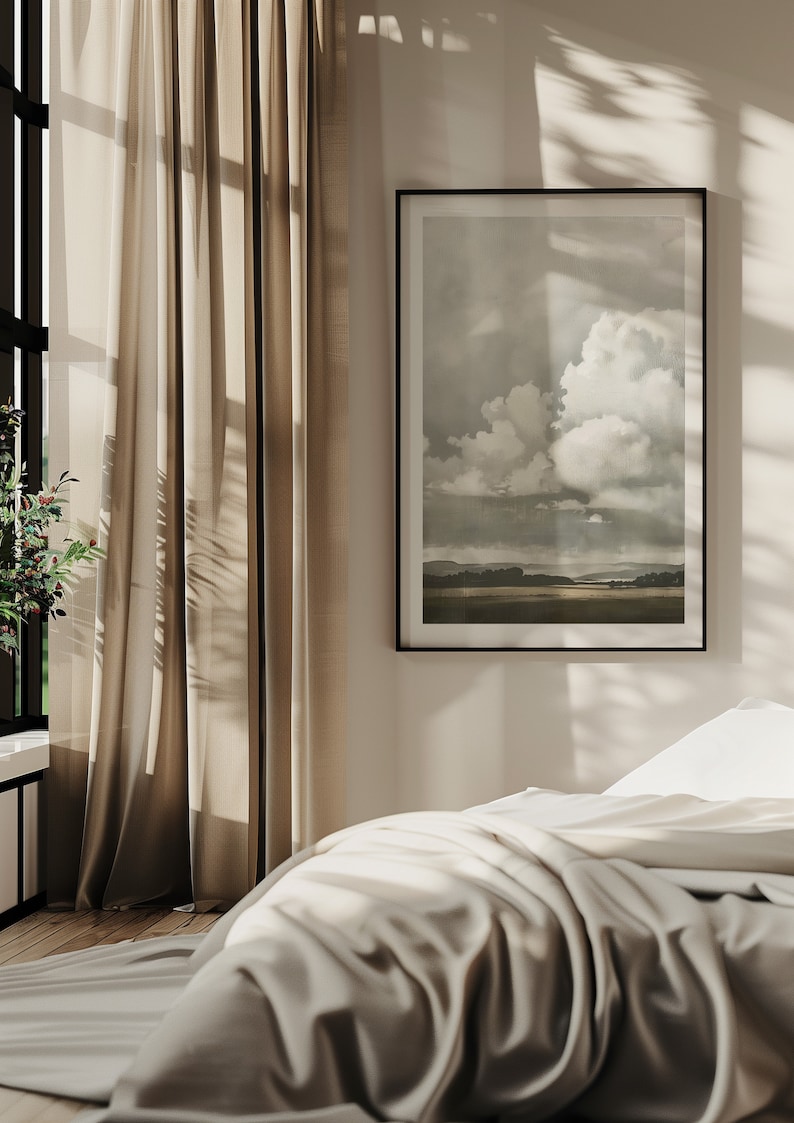 Vintage Country Cloud Print Farmhouse Decor Cloud Painting Digital ...