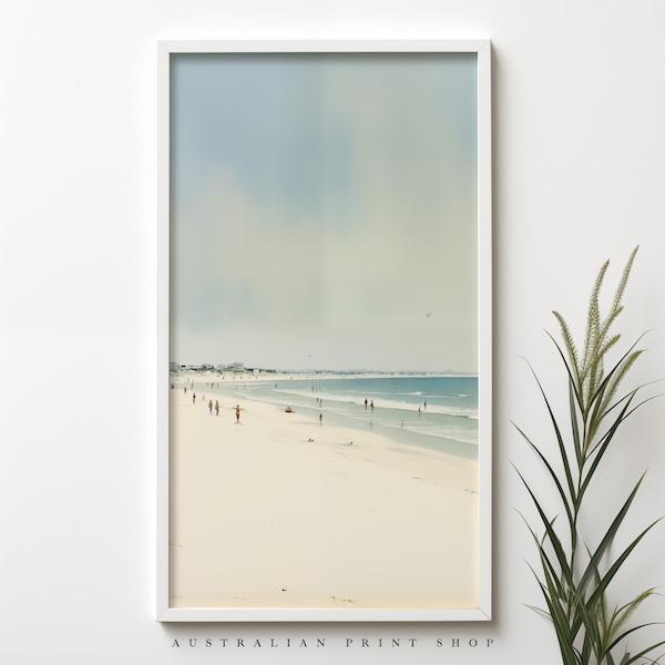 Australian Beach Oil Painting | Neutral Coastline Artwork | Seascape Print | Digital Download | PRINTABLE |