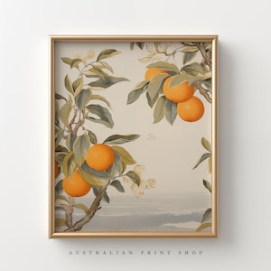 Orange Tree PRINTABLE Oil Painting | Vintage Citrus Wall Art | Australian Orange Tree Digital Print | Botanical Wall Art