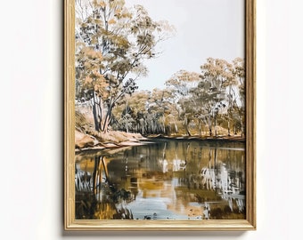 Australian Riverbanks Photography | Outback Bush Print | Gum Trees Art | Modern Wall Art | Digital Download | Printable Art | Murray River