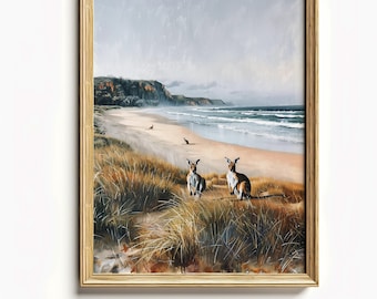 Australijskie zdjęcia kangurów nadmorskich Urzekające plażowe widoki Dekoracja ścienna nadmorskie Australijskie plażowe dzieło sztuki Cyfrowe pobieranie