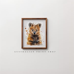 Quokka Kunstwerk: Aquarell druckbare Kunst | Herunterladbares Quokka Poster | Wildtier Geschenk für Tierbegeisterte | Rottnest Island