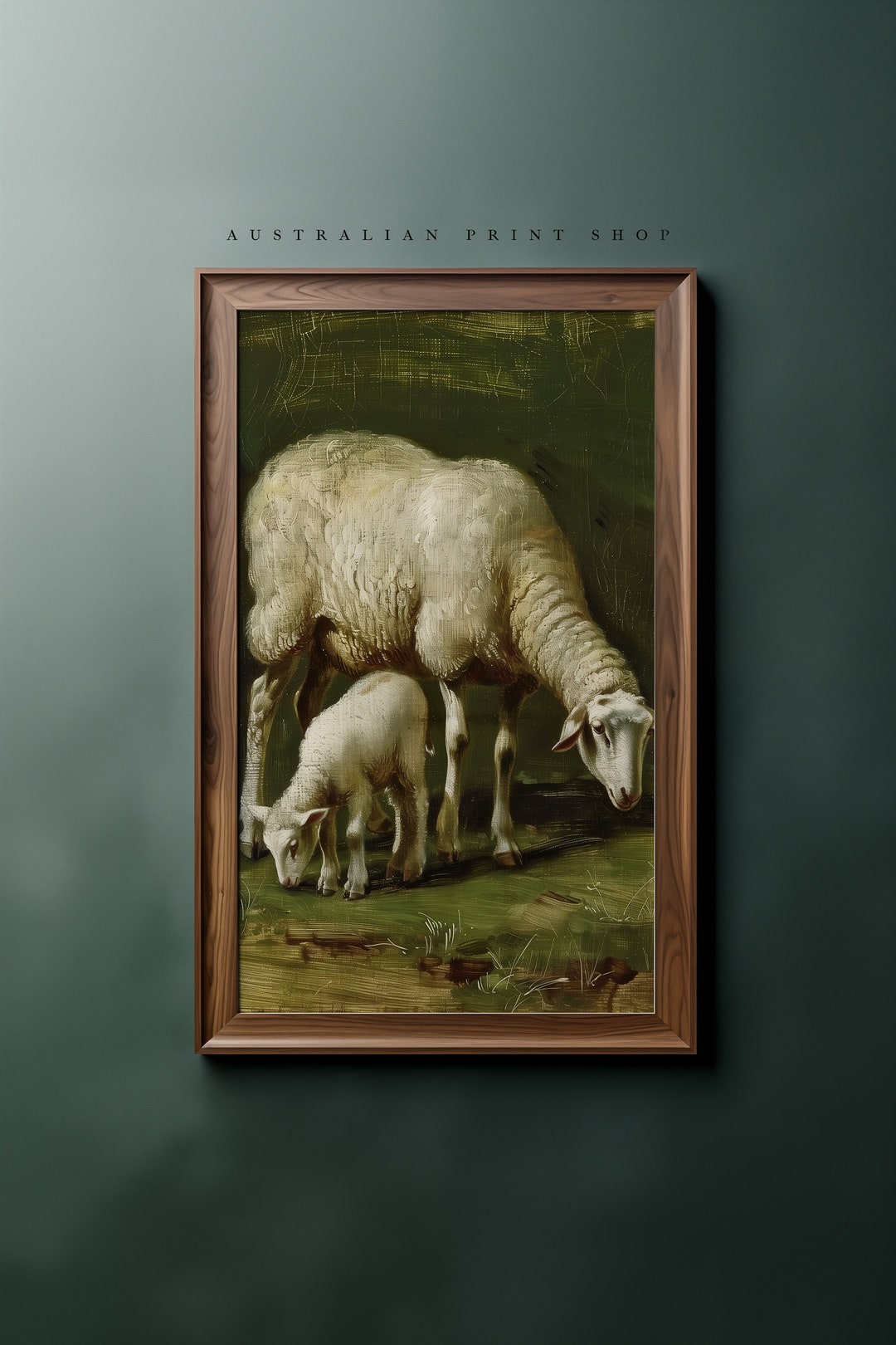 Australian Farm Vintage Sheep Oil Painting Farmhouse Wall Art Printable ...