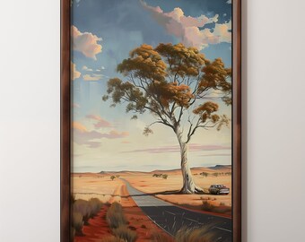 Vintage Australian Outback Road | Digital Download Wall Decor | Vintage Prints |  Printable Art of the Australian Outback Landscape