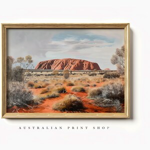 Vintage Uluru Painting | Digital Download | Australian Wall Art | Ayers Rock Landscape | Rustic Aussie Wall Decor | Printable 2.0