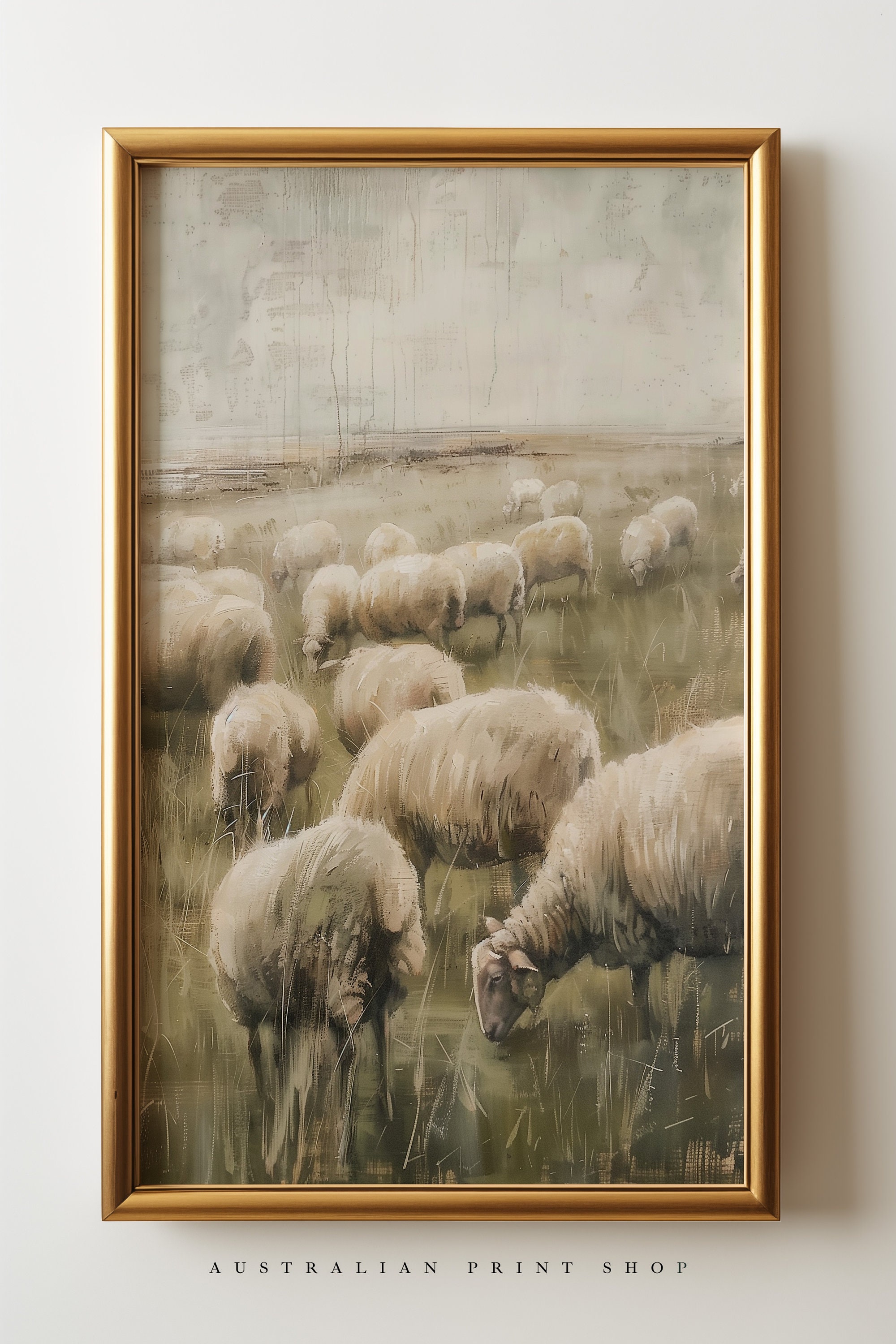 Vintage Sheep Oil Painting | Farmhouse Wall Art | PRINTABLE | Digital ...