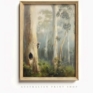 Australian Eucalyptus Tree&#39;s Painting Outback Australia Bush Digital Download PRINTABLE Wall Art Foggy Australian Bush Large Gum Tree Koala