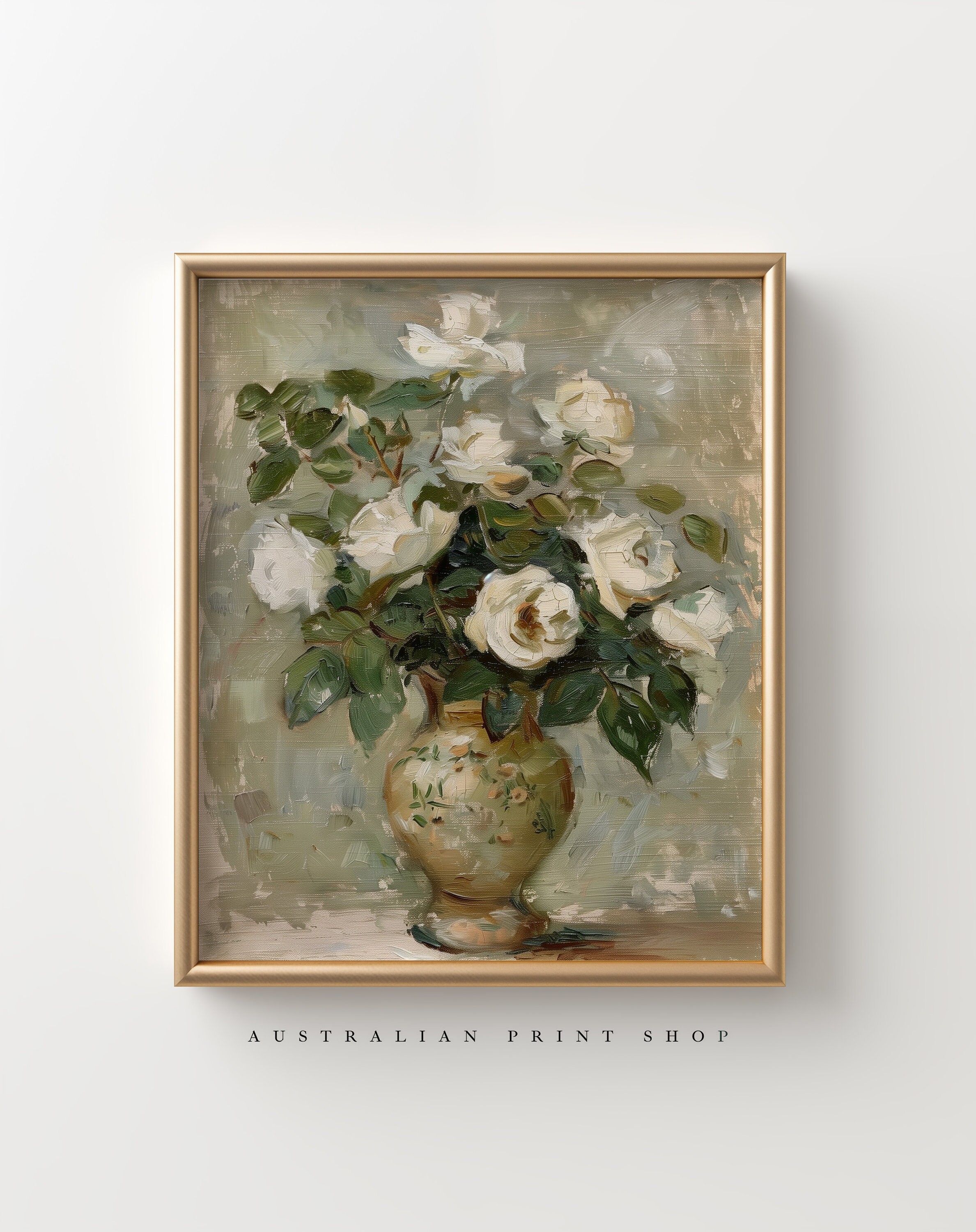 French Country White Rose Still Life Painting | Printable Country ...