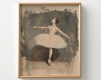 Vintage Ballerina Art | PRINTABLE | Watercolor Girls Room Art | Digital Download | Nursery Art | Ballerina Wall Decor