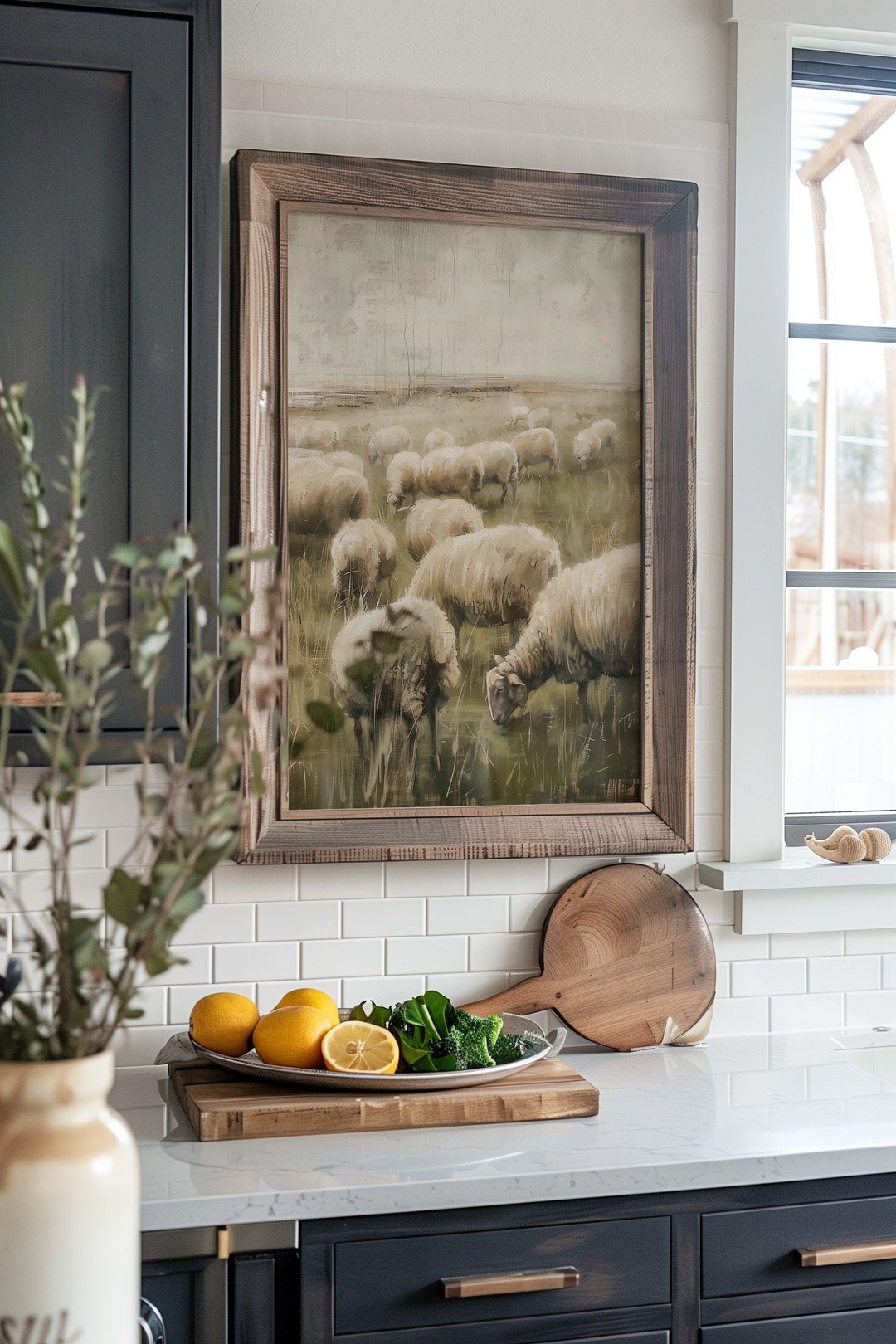 Vintage Sheep Oil Painting | Farmhouse Wall Art | PRINTABLE | Digital ...