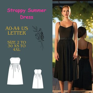 Summer Maxi Strap Evening Dress Sewing Pattern, Strap Dress, A Line Dress, Maxi Dress Pattern, Evening Gown, Ball Gown, XS-4XL