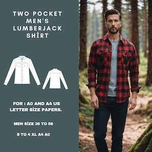 Men's Plaid Lumberjack Shirt Sewing Pattern (S-4XL) (digital Download ...
