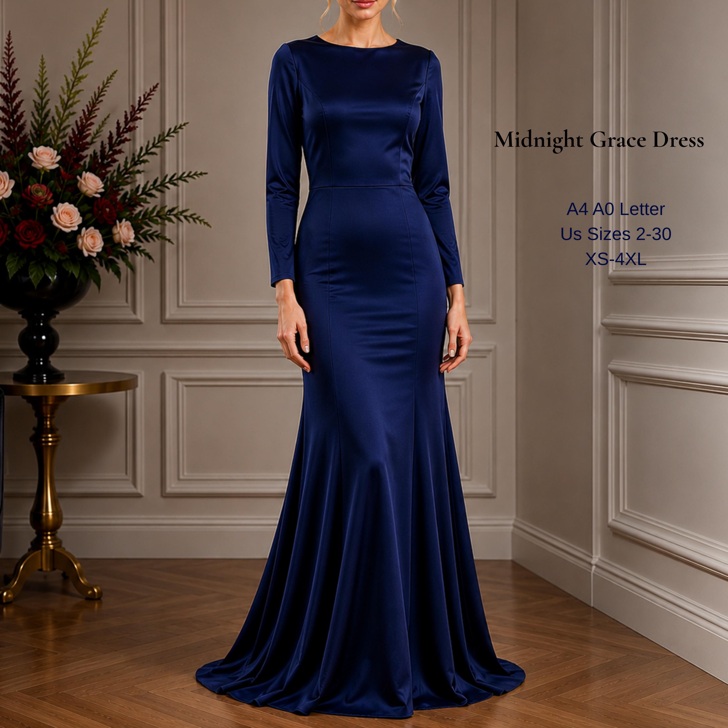 long mermaid dress pattern Long Sleevess V-neck Beading Patterns Long Mermaid Prom Gowns
