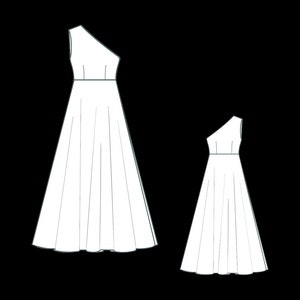 One Shoulder Maxi Dress Sewing Pattern | Evening Gown (PDF Pattern) image 4