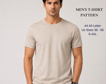 Men's Crew Neck T-Shirt Sewing Pattern | Basic Short Sleeve Tee (Digital Download)