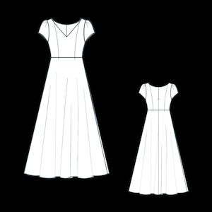 Wykrój sukienki maxi w formacie PDF | Wykrój długiej sukienki damskiej | Formalna suknia wieczorowa | XS-4XL | A4, A0, format US Letter zdjęcie 3