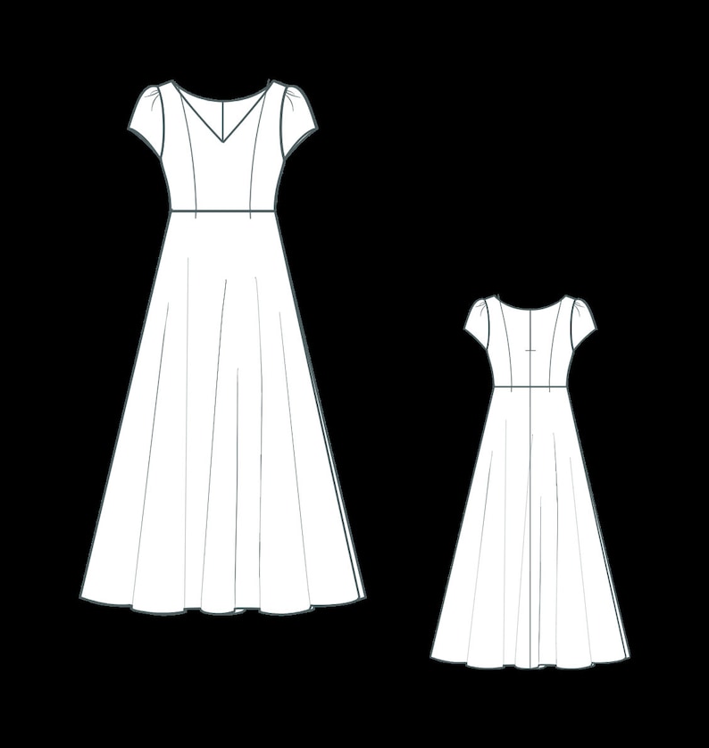 Wykrój sukienki maxi w formacie PDF | Wykrój długiej sukienki damskiej | Formalna suknia wieczorowa | XS-4XL | A4, A0, format US Letter zdjęcie 3