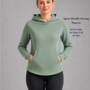 Mönster för sporttröja för kvinnor, träningströja med pullover (digital nedladdning)