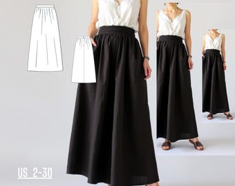 Linen Maxi Skirt Sewing Pattern: Beginner Friendly Cottagecore (Digital Download)