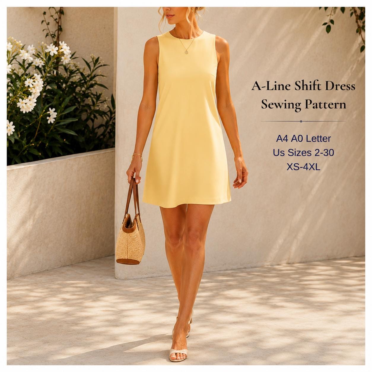 a line shift dresses for women A-Line Dress Sewing Pattern PDF | Sleeveless Mini Dress | Women's Summer Dress | XS-4XL supplier-karen 40% cotton blend Days:6 Days NWT Lulus XS Va
