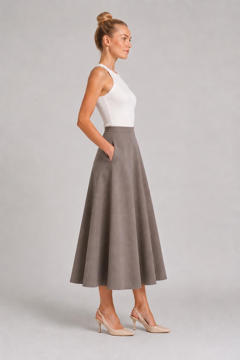 Midi Skirt Sewing Pattern PDF, A-Line Skirt Pattern, Flared Skirt, Women's High Waist Skirt, Printable PatternXS-4XL | A4 A0 US Letter image 9