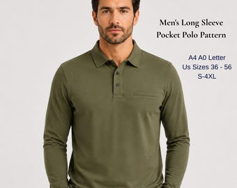 Men's Long Sleeve Pocket Polo Shirt Sewing Pattern (PDF Download)