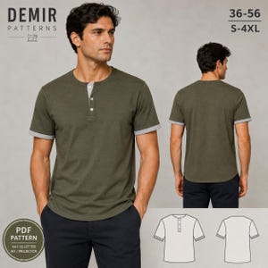 Men's Classic Fit T-Shirt Sewing Pattern, Slim Polo Knit (A4 A0)
