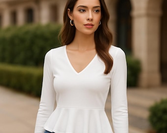 Patrón de costura para blusa de manga larga estilo cottagecore: Tallas para mujer XS-4XL (patrón en PDF)