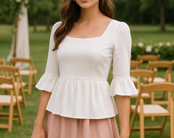 Cottagecore Blouse Sewing Pattern: Linen Summer Top (Sizes XS-4XL) (PDF Pattern)